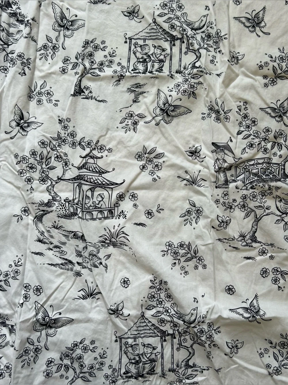 WHISTLE & WINK Chinoiserie Floral Toile Twin Cotton Duvet #0310266